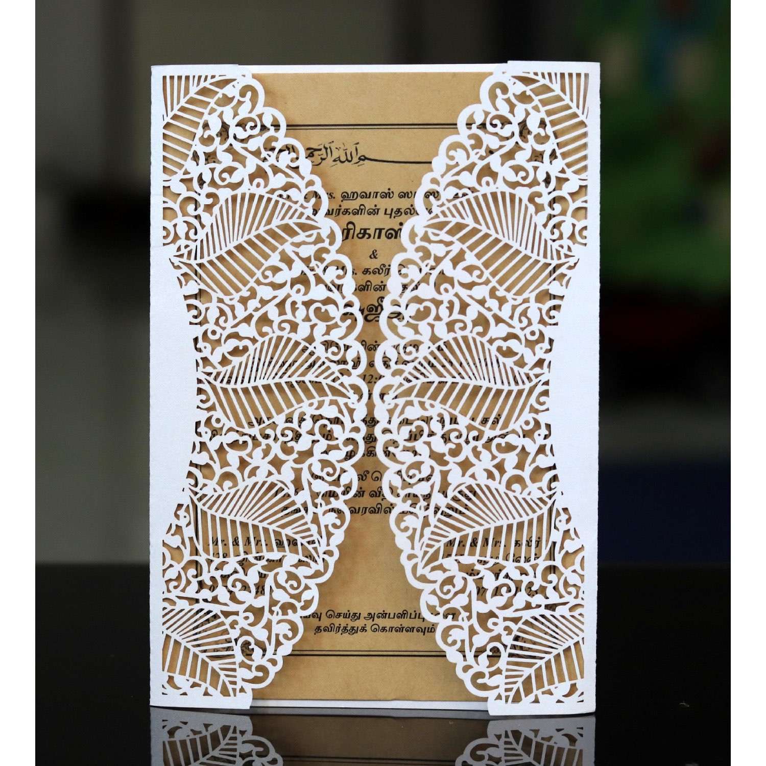 Vellum Paper Invitation Card With Envelope Wedding Card Design Laser Cut 